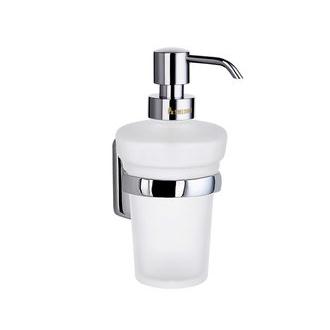 Smedbo CK369 Wall Mounted Frosted Glass Soap Dispenser with Polished Chrome Holder from the Cabin Collection